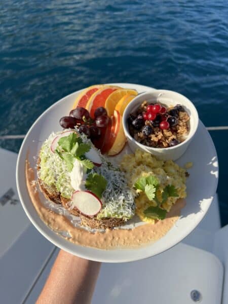 virgin islands charter food, aboard aquanimity, andbeyond yacht catamaran charters