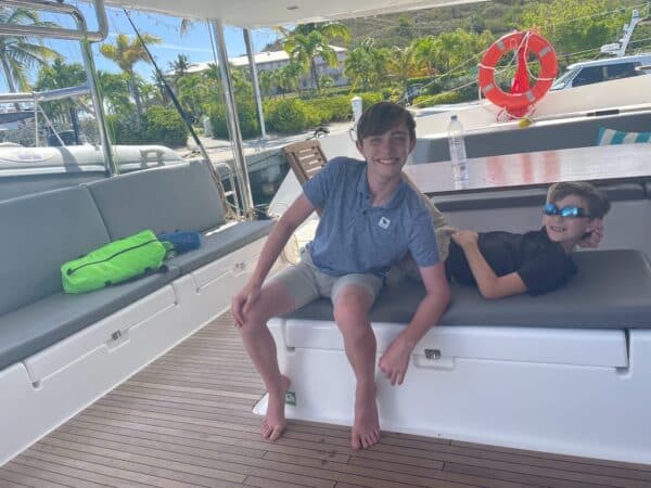 kids onboard aquanimity virgin islands BVI charter catamaran sail