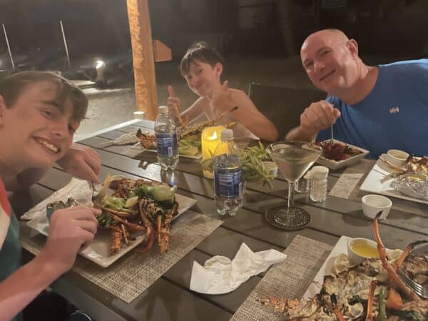 spiny lobster dinners at the Anegada beach club british virgin islands