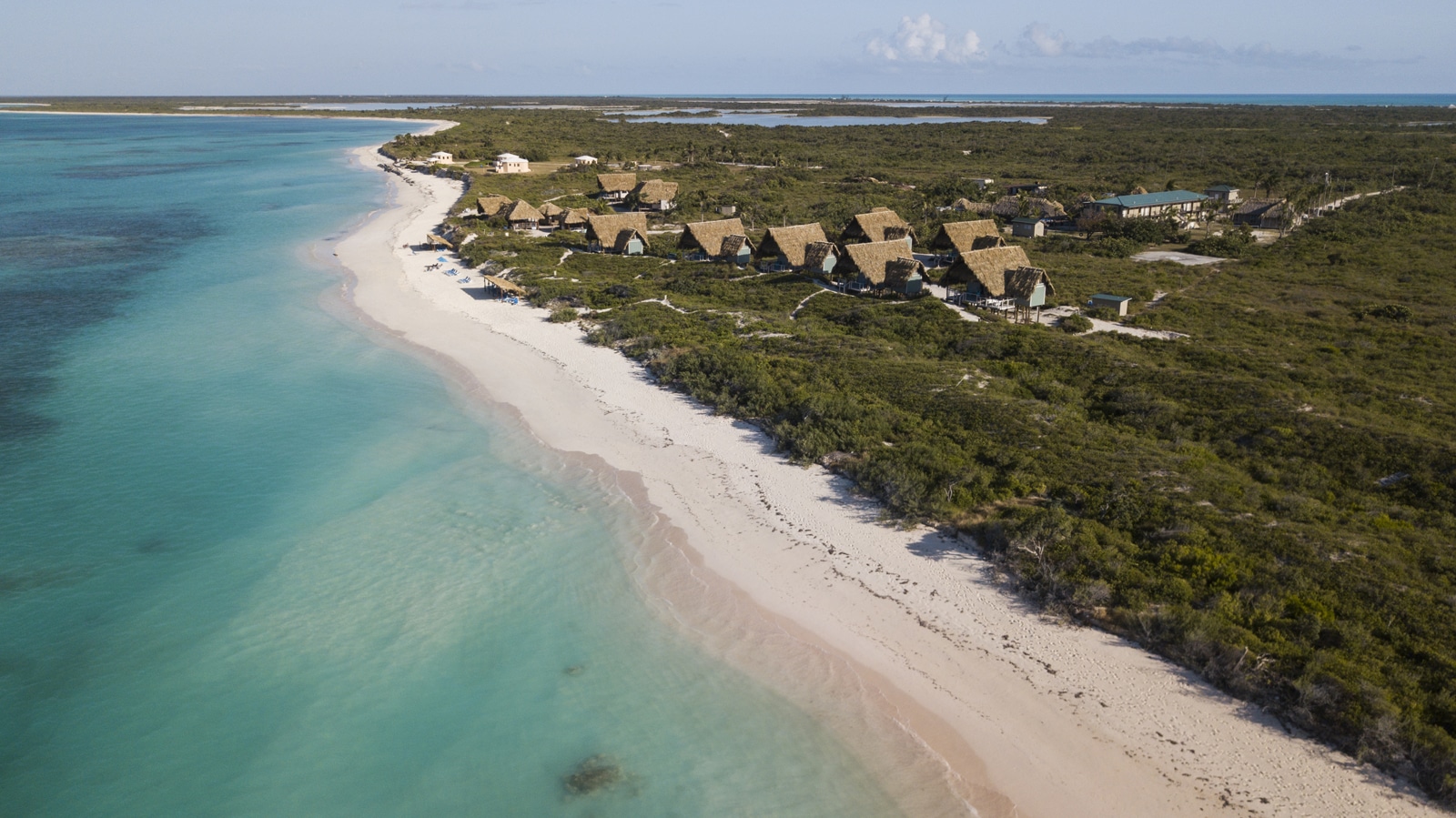 a view from a drone overlooking the anegada beach club