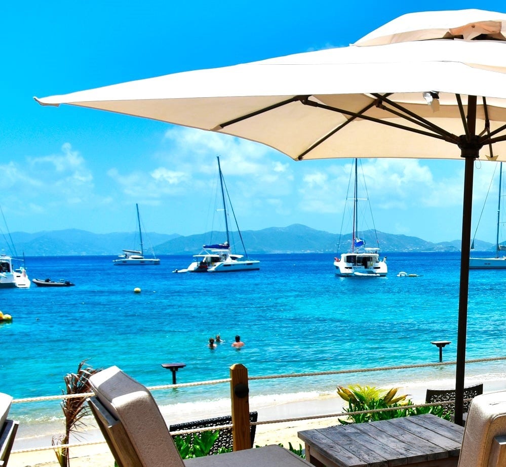 catamarans in the distance on the islands of the virgin islands