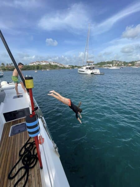 jumping off the boat charter with kids