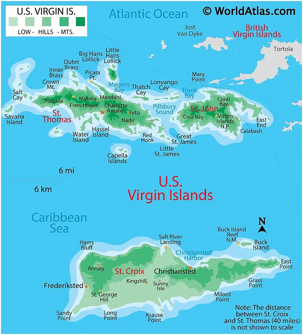 chartering the USVI, map of the virgin islands