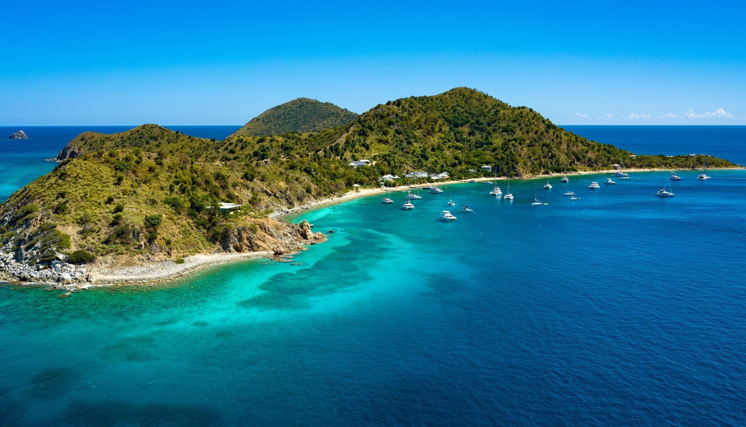 Cooper Island BVI aerial anchorage from Aquanimity charter