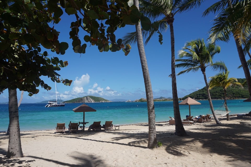 Peter Island in the British Virgin Islands during a luxury catamaran charter aboard Aquanimity