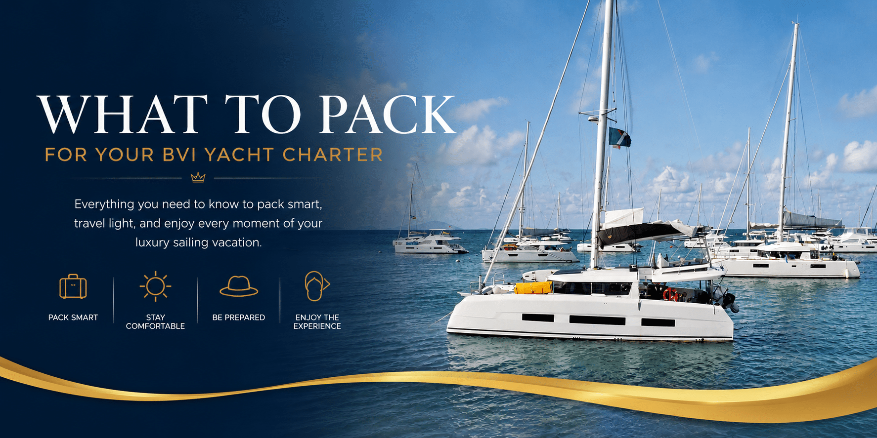 Luxury crewed catamaran Aquanimity anchored in the British Virgin Islands with turquoise Caribbean waters and surrounding yachts during a private BVI sailing charter.