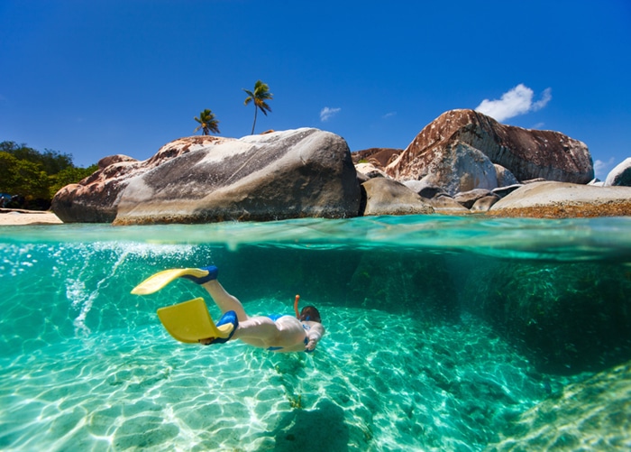 Snorkeling at The Baths Virgin Gorda during an Aquanimity charter
