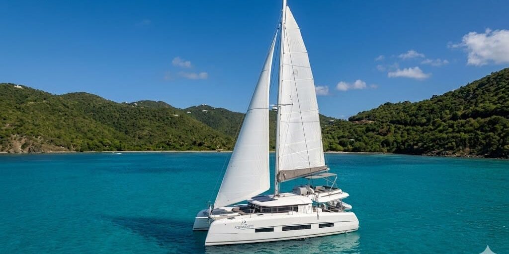 aerial view of aquanimity charter guests bvi